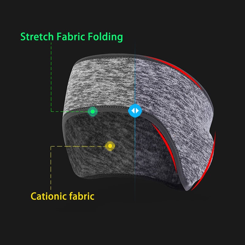 Obacle رباط رأس أوباكل لتدفئة الأذن للركض، رباط رأس من الفليس غير قابل للانزلاق للفتيات والنساء والرجال (رمادي، أزرق داكن، عبوة 2) - Image 2